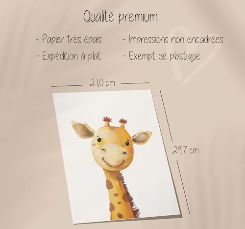 LAVEMA Images Décoratives pour Chambre d'Enfant | Poster Safari A4 Sans Cadre | Tableaux Muraux pour Garçon | Décoration Murale pour Chambre de Bébé – vue 5
