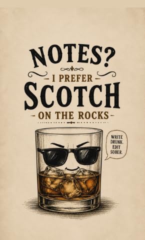 Funny Scotch on the Rocks A5 Notebook | Humorous Design, A5 Size