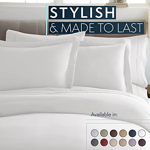 Hc Collection Queen Duvet Cover Set - 1500 Thread Lightweight Duvet Covers With Zipper Closure For Comforters W/ 2 Pillow Shams - White #TOP7
