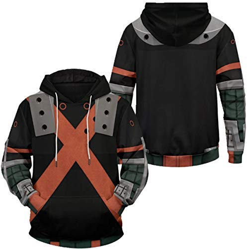 Zhacaoji Casaco com capuz unissex My Hero Academia com estampa de letras, fantasia cosplay unissex,