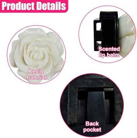 5PCS Rose Car Air Vent Clip, Cute Flower Resin Car Dashboard Air Vent Trim Clips, Aesthetic Auto Interior Decoration Accessories Present for Women (White) — 사진 3