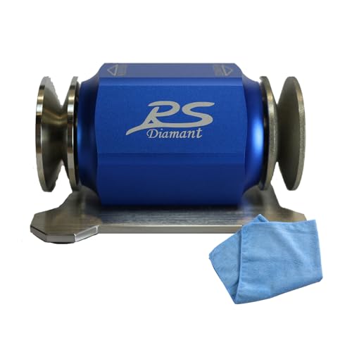 Duke-Handel Aiguiseur de couteaux, aiguiseur en rouleau y compris chiffon microfibre, avec boule/convexe X-affûtage à sec ou rapide à l'eau en différentes versions (Bleu)