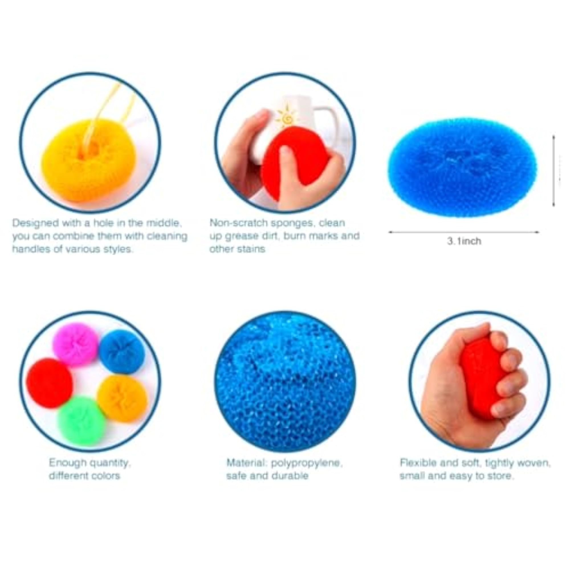 Bath Scrubber Sponge Pouf, Set of 12