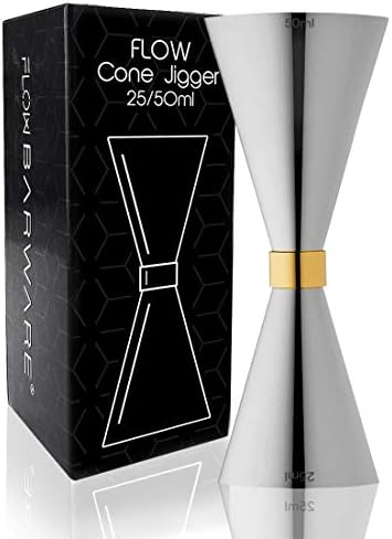 FLOW Barware Cone Jigger, 10-in-1 Shot Measure | Shot Measure 25ml and 50ml with Inner Measurements for Cocktail, Whiskey, Alcohol Measure | Drinks Measures for Spirits