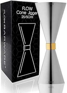 FLOW Barware Cone Jigger, 10-in-1 Shot Measure | Shot Measure 25ml and 50ml with Inner Measurements for Cocktail, Whiskey, Alcohol Measure | Drinks Measures for Spirits