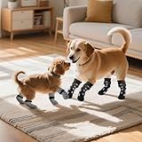Weniubit 4 Paar Hundesocken Anti Rutsch Doppelseitige, Hundesocken Leckschutz mit Verstellbaren Riemen, Hunde Socken für Hunde im Innenbereich im Freien (M)