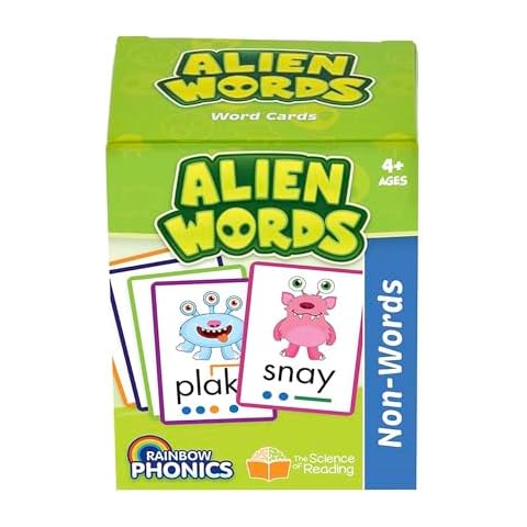 Junior Learning: Rainbow Phonics - Alien Words - 148 Word Cards, Flash Cards with Made Up Words to Help Learn Phonics, Level Based Cards, Kids Ages 4+ Cover