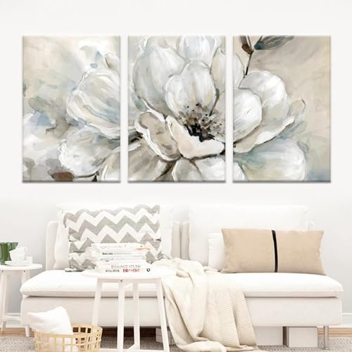 Décoration intérieure de salon moderne affiches de fleurs minimalistes triptyque de toile