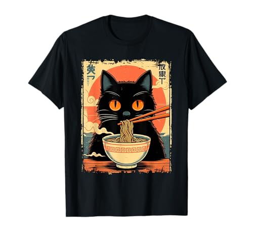 Kawaii Cat Ramen Fideos Anime Gato Japonés Gatito Manga Camiseta