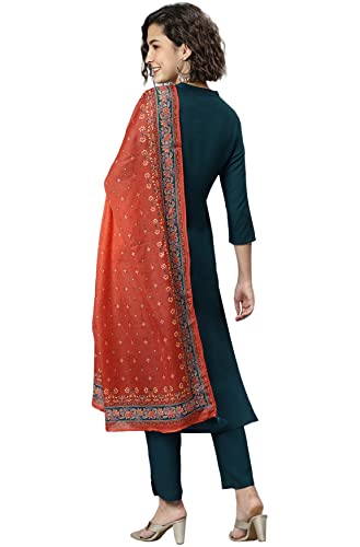 Image of Janasya Women's Rayon Kurta With Pant and Dupatta