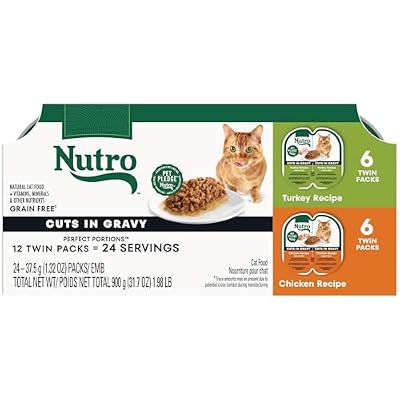 Nutro Perfect Portions Cuts in Gravy Multipack Turkey Recipe and Chicken Recipe Wet Cat Food, 2.64 oz., Count of 12