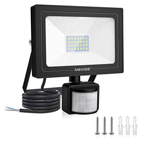 MEIKEE Security Lights with Motion Sensor 25W PIR Light Super Bright 2100 Lumen LED Sensor Flood Lights Outdoor IP66 Waterproof Daylight White Wall Light Perfect for Garage Garden Forecourt Hallway Cover