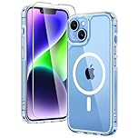 TAURI Magnetic for iPhone 14 Plus Case, [Compatible with MagSafe] with Screen Protector, Not-Yellowing Military-Grade Protection Shockproof Slim Phone Cover, Clear