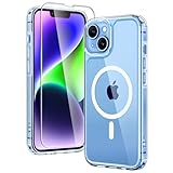 TAURI für iPhone 14 Plus Hülle 6,7' mit Panzer Schutz Glas Folie, Kompatibel mit MagSafe, Schutz nach Militärstandard, [Anti-Vergilbung] Stoßfest Magnetisch Handyhülle - Durchsichtig
