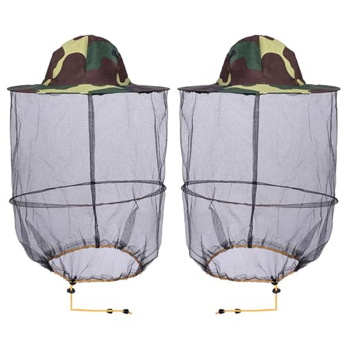 HunterBee - Cappello Rotondo da Apicoltura con Rete Velata, Cappello con zanzariera,Velo di Protezione delle api2 Pezzi