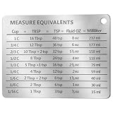 BESPORTBLE Magnetische Umrechnungstabelle Küche Edelstahl Messbecher Äquivalent Maßstab mit Kühlschrankhalterung Kompakt und Leicht Ablesbar Zufällige Farbe Zufällige Farbe