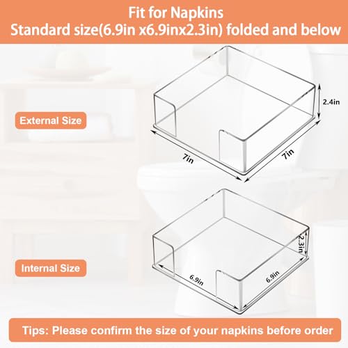 Acrylic Napkin Holder, Square Napkins Holder for Cocktail Table and Kitchen, Table Top Napkin Dispenser, Napkin Tray for for Bathroom, Kitchen and Dining, Parties, Weddings, Events (7x7'') by Simetufy - Image 2