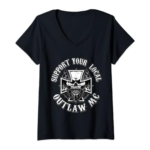 Womens Support Your Local Outlaw 03 V-Neck T-Shirt Cover