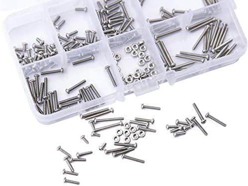 230 Pcs Small M2 Nuts and Bolts Set, Multi Size M2 Stainless Steel Hex Socket Bolts and Nuts with Storage Box