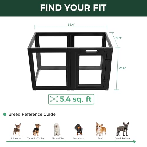 Image of FXW AuraSpace Acrylic Indoor Dog Playpen for Puppies and Small Dogs, 24 Inch, 6 Panels, Black