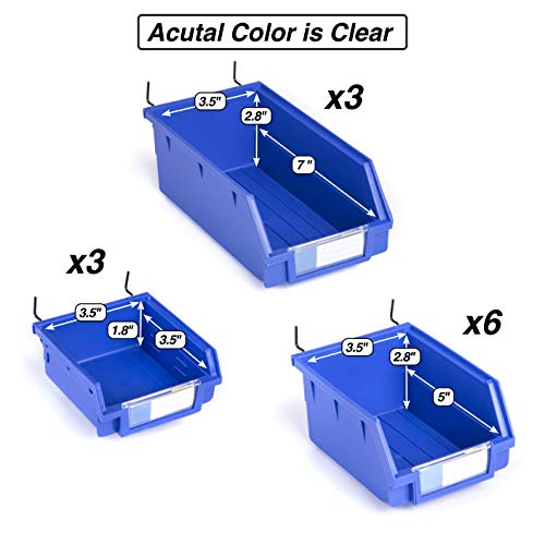 Right Arrange Pegboard Bins - Set of 12, Clear - Hooks to Any Peg Board - Organize Hardware, Accessories, Attachments, Workbench, Garage Storage, Craft Room, Tool Shed, Hobby Supplies, Small Parts… - Thumbnail 2