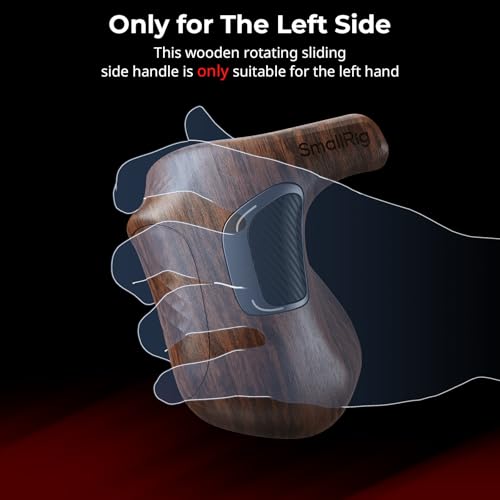Image of SmallRig Rotating Left-Side Wooden Handle with NATO Clamp & NATO Rail, Load Capacity up to 15kg, One-Touch Rotation, 360 Angle Adjustment, Anti-Slip Design