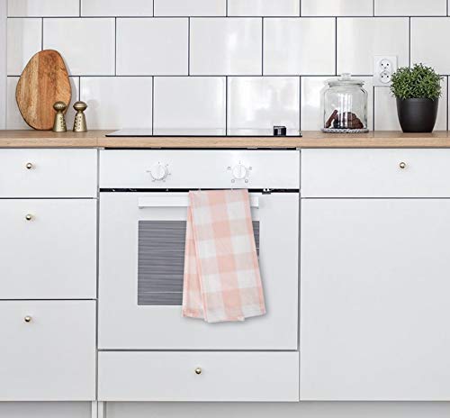 Buffalo Plaid Kitchen Towel Set - 4 Pack 20 X 30 Inch Heavy Duty Dish Towels - Pink And White Oversized Buffalo Check Towels With Hanging Loops - 100% Absorbent Cottonfast Drying Dish Cloth Set #TOP5