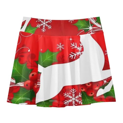Athletic Shorts for Girls Skorts Kids Tennis Skirts Uniform Butterfly Skirt Red Reindeer Holly Christmas 3t2