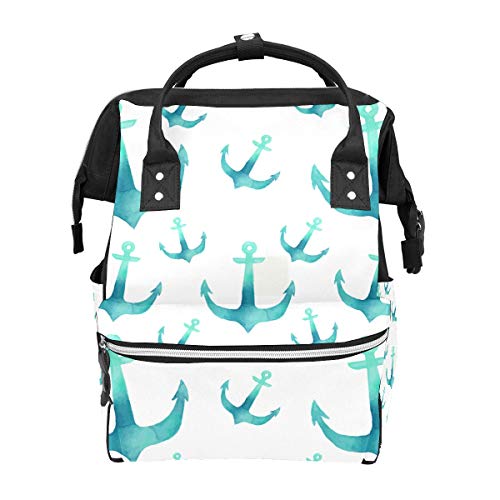 Reise-Wickeltasche Grün Anker Multifunktions Babytasche Reiserucksack Funktionelle Schultasche für Damen Herren