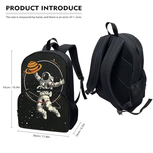 Astronaut Print Kids Backpack Set for School Boys Girls Space Preschool Bookbag with Reusable Lunch Bag Pencil Case, Toddler Backpack And Lunch Box Set2