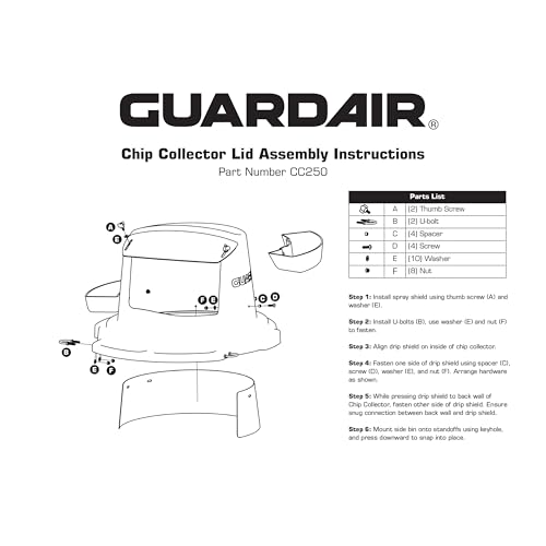 Image of Guardair CC250 Chip Collector Bin Lid, Lightweight Polyethylene, Chemical-Resistant, Fits 55 Gallon Drum or 44 & 55 Gallon Barrels, Front Drip Tray