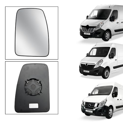 Right Upper Non Heated Wing Mirror Glass Driver Side for Renault Master Mk3 Vauxhall Opel Movano Nissan NV400 | Replacement OEM 4419417 93197495 963655132R – With Back Plate (Right Non-Heated) - Image 3
