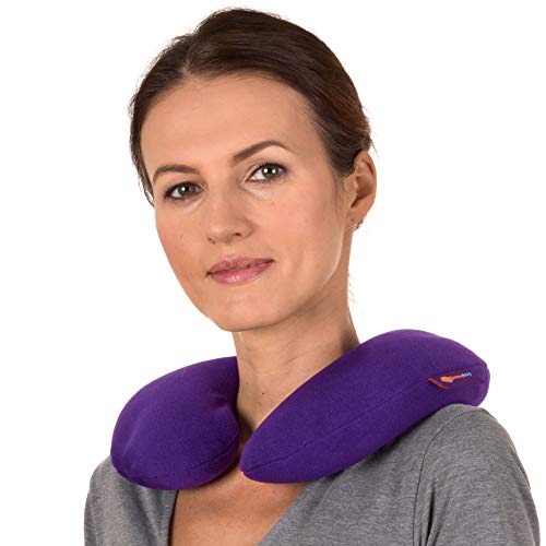 Heated Neck Pillow for Sore Neck Relief - Reusable Neck Heating Pad Microwavable - Microwave Neck Heating Wrap & Heat Pack - Bean Travel Pillow & Spa Neck Warmer by Sunnybay (Purple, Large)