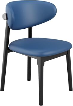 Accent Chairs Faux Leather Dining Chair Rubber Wood Dining Room Chair Kitchen Chair Armless,Restaurant Coffee Chair Mid Back Support,Leisure Chair Color Blue/C