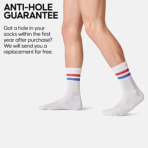 Danish Endurance Performance Crew Tennis Socks For Men & Women, Sports & Everyday Wear, Retro, 3 Pack (Multicolor Retro 3 Pairs (1 X White, 1 X Red/Blue Stripe, 1 X Green/Yellow Stripe), Us Women 11-13 // Us Men 9.5-12.5) #TOP3