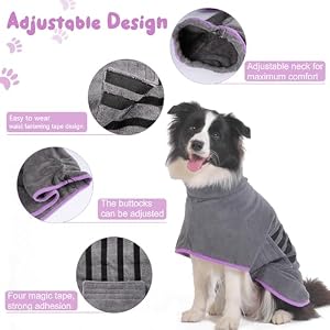 Microfibre Dog Bathrobe Dog Towel Wrap Super Absorbent Dog Drying Coat Bath Robe for Puppy, Medium & Large Dogs, Fast Drying, Adjustable, for Pet Dogs & Cats Microfibre Dog Bathrobe Dog Towel Wrap Super Absorbent Dog Drying Coat Bath Robe for Puppy Medium Large Dogs Fast Drying Adjustable for Pet Dogs Cats