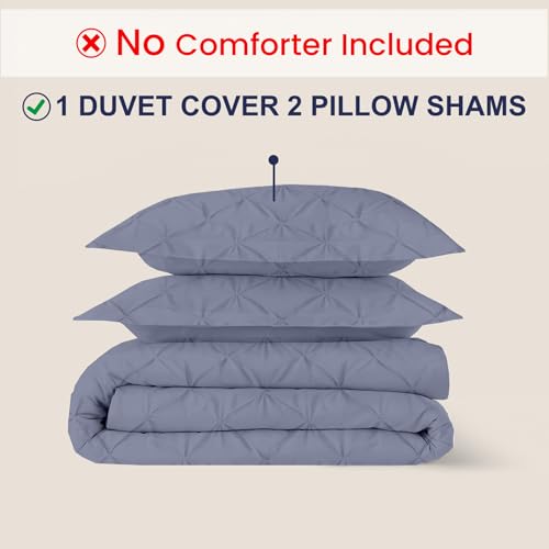 Kotton Culture 3 Pc California King Size Pinch Pleated - Pintuck Duvet Cover Set - 100% Egyptian Cotton 600 TC Decorative -Zipper Closure & 7 Internal Ties (Mediterranean Blue, 104" X 98") by Kotton Culture - Used condition - Image 2