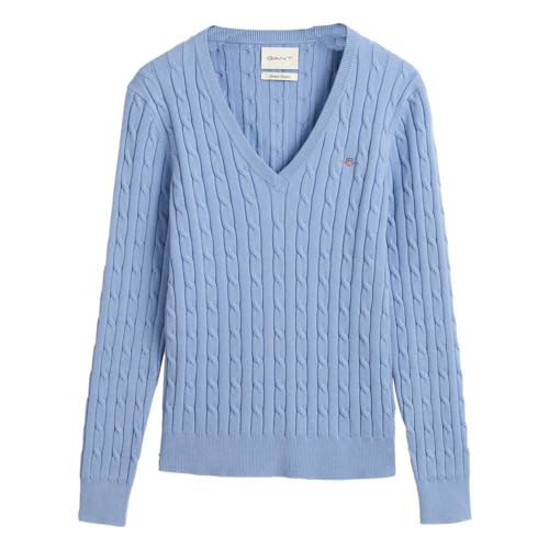 Gant Para Mujer. 4800101 Jersey De Punto De Ochos Con Cuello De Pico En AlgodóN EláStico Azul (M), Casual