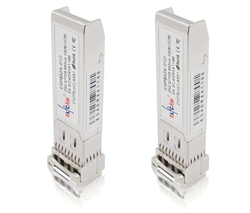 Image of Elfcam - 2 Pack 25G SFP28 SR 850nm Transceiver Module, Compatible with Cisco 25GBASE-SR, 850nm, 100m DOM LC /UPC Duplex Multimode MMF, Pack of 2