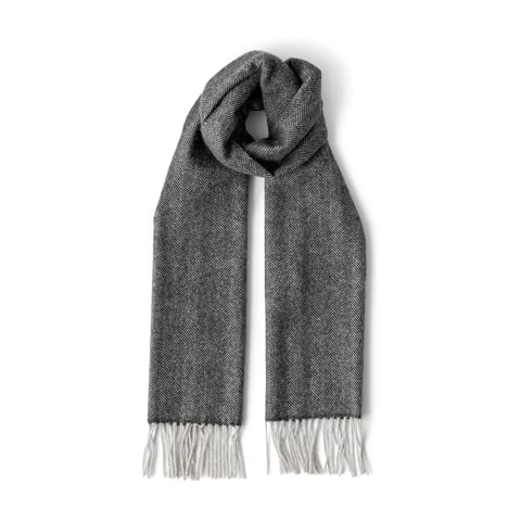 Fishers Finery Men's 100% Pure Cashmere Scarf; Super Soft and Warm (Herringbone) Cover