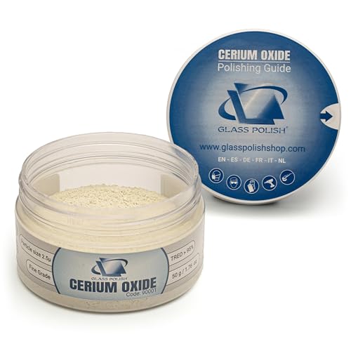 GLASS POLISH PRO Cerium Oxide Glass Polishing Powder 50g Premium-Grade 95% Pure Suspension-Treated Formula 2.5 Micron for Glass Scratch Removal Windshield Polishing and Restoration