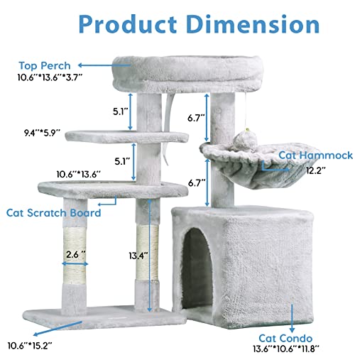 Pawstory Cat Tree Cat Tower, Multi-Level Cat Tree For Indoor Cats With Scratching Post, Cat Condo With Hammock Perch Toys, Cat Furniture For Kittens Adult Cats #TOP4