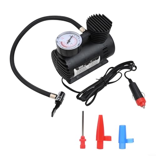 Gonfleur de pneu portable 12 V, 300 psi, pompe électrique de pneu de voiture avec plusieurs buses pour véhicules, camions, motos, balles, kayaks et utilisation tout-terrain