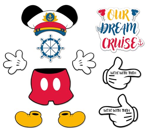10 Pcs Cruise Door Magnet, Captain Mouse Cruise Door Decorations,Funny Mouse Ears Magnet for DCL Cruise& All Major Cruise