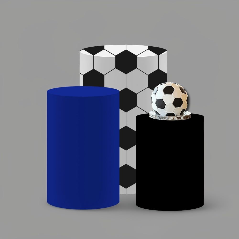 Soccer-Themed Cylinder Cover Set for Dessert Table Sports Events, and Kids' Soccer Birthday Celebrations (Cylinders Not Included)