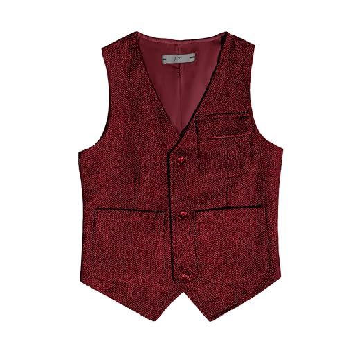 Image of Boys Retro Tweed Vest for Kids Classic Casual Waistcoat