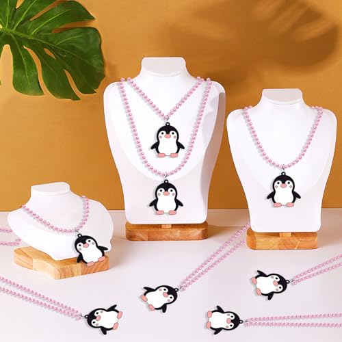 Image of 24 Pack Penguin Necklace Party Favors for Skating Themed Party, Birthday Goodie Bag Filler, Wedding, Engagement, Bridal Shower, Carnival,Photography Props, Home Decorations, pink
