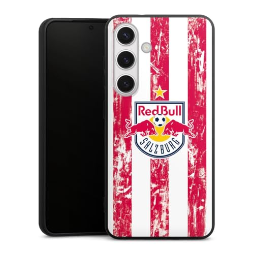 Premium Silikon Hülle kompatibel mit Samsung Galaxy S24 Handyhülle schwarz Case FC Red Bull Salzburg Streifen Offizielles Lizenzprodukt