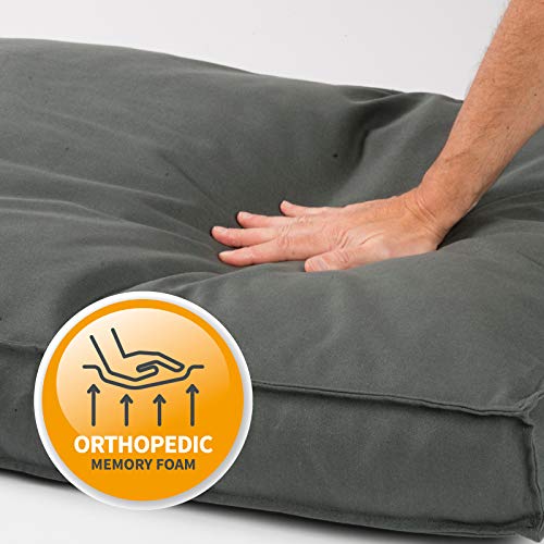 JAMAXX Premium Hundekissen - Orthopädisch Memory Schaumstoff-Flocken, Waschbar Abnehmbarer Bezug Wasserabweisend - Hundebett mit Canvas Stoffbezug PDB1007 (S) 65x50 grau