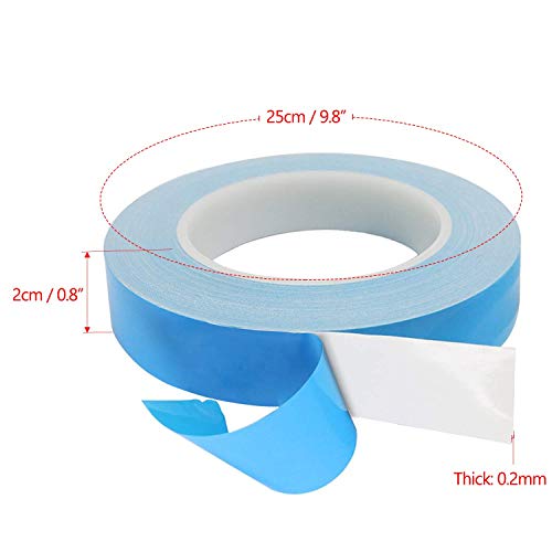 Thermal Tape, 25m x 20mm x 0.2mm Double Side Thermal Adhesive Tapes Cooling Pad Apply to Heatsink, LED, IGBT, IC Chip, Computer CPU,GPU, Modules, MOS Tube, SSD Drives